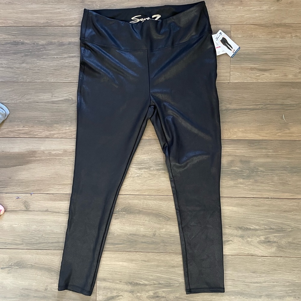 NWT Seven 7 Black Faux Leather Leggings XXL